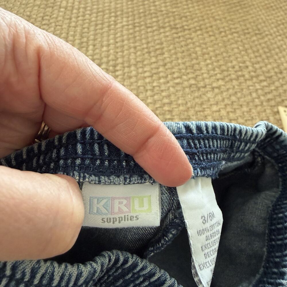 Vintage KRU Supplies Elastic Baby Girl’s Embroidery Jeans Size 3/6 Months - Picture 7 of 9